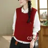 Chaleco de punto redondo estilo vintage para mujer, nueva colección otoño 2026, sin mangas, jersey, versátil y de corte holgado