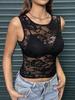 Regata Elegante de Renda de Camada Única Sem Bojo Slim Fit para Mulheres - Lançamento Primavera/Verão 2026 Europeu e Americano Transfronteiriço