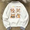 Sudadera con Cuello Polo y Estampado de Cachorro Lindo Estilo Japonés para Mujer, Modelo Otoño e Invierno 2025, Forro Polar, Cálida, Estilo Coreano, Top Estilo Ins