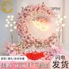 Arreglo floral artificial de alto nivel con flores rosas para bodas, arco de luna para bodas, flores para bodas