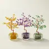 Árbol de Cristal al por Mayor Árbol de la Fortuna de Cristal Amarillo con Base de Vidrio, Árbol Banyan de Cristal, Decoración de Adorno para el Hogar y la Oficina que Mejora la Fortuna