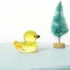 Mini Figura de Animal Simples: Patos Mãe e Filho Brincando, Ornamento de Artesanato em Cristal de Pato Amarelo Pequeno, Decoração de Quarto Infantil