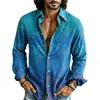 Camisa de Manga Larga Casual con Estampado Floral Artístico de Nuevo Estilo Transfronteriza con Impresión Digital 3D, Hecha a Medida, Pedido Mínimo Una Pieza