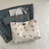 Bolso Tote de Moda y Elegante para el Trabajo 2025 con Estampado de Cerezas Dulces y Correa de Cadena