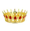 Coroa Grande Redonda Europeia e Americana Transfronteiriça Tiara de Casamento Barroca Tiara Europeia Retro Cor Cristal Rainha Adulto
