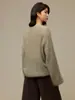 Suéter de forro polar 100% lana de alta gama, cuello redondo, tejido calado, nuevo cárdigan holgado con lentejuelas para mujer de principios de otoño