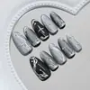 Ojo de Gato 3D Oscuro Dulce Fresco Starburst Plata Irregular con Brillo Estilo Ins Europeo y Americano Uñas Portátiles Desmontables 30 Piezas