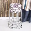 Banqueta redonda de plástico para uso doméstico, banqueta redonda alta simples e estilosa com estrutura de aço espessada, banqueta de mesa de jantar, banco atacado