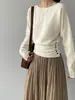 Suéter de punto Jiangzuo con botones laterales, estilo Melard, estética de viejo dinero para mujer, top ajustado de estilo francés con un look sofisticado, para mujer L728