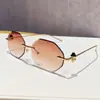 Nuevas gafas de sol poligonales sin montura, versátiles y modernas, clásicas y sencillas, populares en línea, aspecto natural, gafas de protección solar