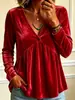 2026 Nuevo top de punto suelto de color liso, moda casual de manga larga con cuello en V para mujer, transfronterizo europeo y americano, Amazon