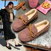 Zapatos de mujer tipo slip-on con forro de felpa para otoño e invierno 2026, cálidos y acogedores, con lazo, suela suave y forro de algodón afelpado