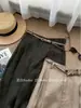 ¡En Stock Ahora! Pantalones de Lino Caqui de Pierna Ancha de Moda para Mujer de Cintura Alta Adelgazantes Relajados de Pierna Recta Casuales