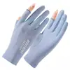 Guantes de Seda de Hielo para Mujer, Protección Solar de Verano, Guantes de Dos Dedos para Conducir, Delgados y Transpirables, Adecuados para Ciclismo y Patinetes Eléctricos, Guantes de Dedos Completos con Pantalla Táctil