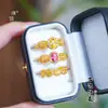 Anillo Corazón de Hielo Triturado Forma de Corazón Huevo de Paloma Oro Brillante 24K Estilo Corte Francés de la Tienda de Oro Puzuo, Anillo Elegante y de Lujo Ligero
