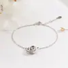 Pulseira de tornozeleira de prata 999 com anéis entrelaçados para mulheres, simples, coreana, com círculo de anel duplo, joia de prata esterlina para presente de namorada, atacado