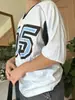 2024 Roupas de outono americanas e europeias transfronteiriças, impressão digital Y2K, camiseta esportiva casual solta de manga curta