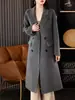 Abrigo Largo de Lana para Mujer con Cuello de Solapa, Elegante y Sencillo Abrigo de Lana Doble Cara, Nuevo Modelo 2026, Abrigo 100% Lana