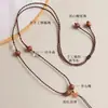 Cristal Blanco Natural Rojo del Sur Cuerda de Collar Sencilla Cuerda con Colgante de Sándalo de Laoshan Tejida a Mano Cuerda con Colgante de Jade