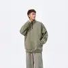 2025 Silueta Corta Americana de Calle Color Puro Versátil Cremallera Cárdigan Cuello Alto Talla Grande Holgada Sudadera Chaqueta
