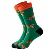 Meias de cano médio com estampa de animal de desenho animado, novo best-seller transfronteiriço para AliExpress e Amazon, absorventes de suor, casuais e versáteis