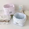 Cesta de almacenamiento de lunares estilo coreano, gran capacidad, perfecta para organizar cosméticos, un elegante organizador de escritorio de tela para varios artículos