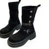 Botines estilo británico para adelgazar y realzar la altura, versátiles botas estilo Martin de suela gruesa para mujer, nueva colección otoño 2026, color caqui, botines western vaqueros