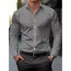 Camisa masculina de manga comprida casual de negócios estilo europeu e americano, camisa masculina com estampa digital, dropshipping disponível