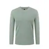 Camiseta Masculina 2025 Outono e Inverno Nova Camiseta Básica de Algodão Dupla Face com Gola Redonda e Mangas Longas, Antibacteriana, Colágeno de Peixe, Grau 7A