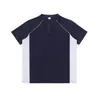 Camiseta de verano de 50 count con bloques de color en la parte delantera-hombro, cuello alto, hecha a medida, camisa cultural, transpirable, estilo universitario, media cremallera, manga corta, corte holgado