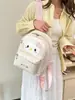 Mochila Feminina Estilo Coreano com Laço e Gatinho para Mulheres, Doce, Leve, Versátil, Mochila de Viagem de Grande Capacidade