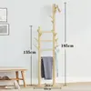 Cabideiro Giratório de Madeira Maciça Cabide de Chão Armazenamento Doméstico para Quarto Prateleira Vertical para Roupas Cabide para Sala de Estar