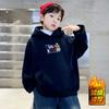 Moletom com Capuz Grosso de Lã Tendência Soltinho para Meninos Outono e Inverno Jaqueta com Capuz para Meninos Escola Primária Primavera e Outono