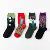 Calcetines Transfronterizos Nuevos de Moda Calcetines para Hombre Mona Lisa Personalizados Literarios Retro Pintura al Óleo Europea y Americana Estrella Algodón Calcetines para Hombre de Caña Alta
