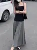 Nova Saia Longa de Modal Fluida que Chega aos Tornozelos, Cintura Alta, Emagrecedora, Saia Feminina Super Longa para o Verão
