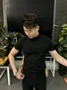Camiseta de Verano Nueva Estilo Hombre Cuello Semi Alto Color Sólido Cuello Redondo Corte Delgado Manga Corta Simple Versátil Deportiva Casual