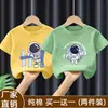 Camiseta de Verão de Algodão Puro de Manga Curta para Meninos 2026 Nova Estampa de Desenho Roupas Infantis Tops Finos para Bebês Meninos t