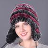 Gorro de pelo de conejo rex grueso y cálido, con protección para las orejas, de algodón y piel de conejo, informal, de lana, para otoño e invierno.