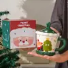 Taza Navideña Creativa con Tapa, Taza de Café de Aspecto Elegante, Taza de Agua para Pareja, Taza de Cerámica, Regalo de Navidad, Regalo Pequeño