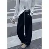Pantalones de pierna ancha con bordado de otoño, estilo casual americano, con cordón en la cintura alta, pantalones de pierna ancha sueltos, efecto adelgazante, con caída, pantalones casuales