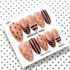30 piezas de puntas de uñas almendradas populares, modernas y elegantes para exportación y ventas transfronterizas, con un sencillo diseño de lunares y un hermoso estilo de manicura francesa retro en color marrón.