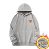 320g suéter branco pesado masculino outono e inverno moda folha de bordo estampado manga comprida capuz forrado de lã casaco com capuz quente