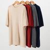 Suéter de Cashmere para Mulheres 100% Cashmere Puro Outono e Inverno Novo Casual Versátil Solto Gola Redonda Pulôver Cor Lisa Tricô Meia Manga