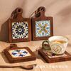 Porta-copos de Azulejo de Madeira, Pratos Delicados, Base Isolante para Caçarola, Alça, Porta-copos para Chá, Jogo Americano de Madeira Sólida para Casa