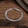Pulsera de Plata de Ley 925 Pulsera Cubana de León, Audaz y Moderna Plata Tailandesa Vintage Personalizada Joyería Desgastada Mayoreo