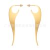 Aretes de acero de titanio chapado en oro de 18 quilates con diseño original geométrico irregular de cono puntiagudo, aretes de estilo de personalidad simple E221423
