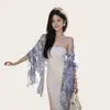 Chal floral azul y blanco para mujer, nuevo estilo étnico 2026, bufanda fina para viajes a Yunnan y habitaciones con aire acondicionado