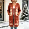 Nuevo cárdigan largo de punto con botones para Navidad, suéter abrigo de moda estampado para otoño e invierno, personalizado, casual para mujer