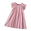 Vestido de Manga Flare para Meninas 2026 Verão Novo Estilo Cor Sólida Vestido com Babados Europeu e Americano Venda Quente Transfronteiriça