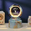 Bola de Cristal Transfronteiriça Base Giratória com Textura de Madeira Luminária Noturna Brilhante Lâmpada do Céu Estrelado 3D Decoração de Mesa Presente Criativo de Feriado